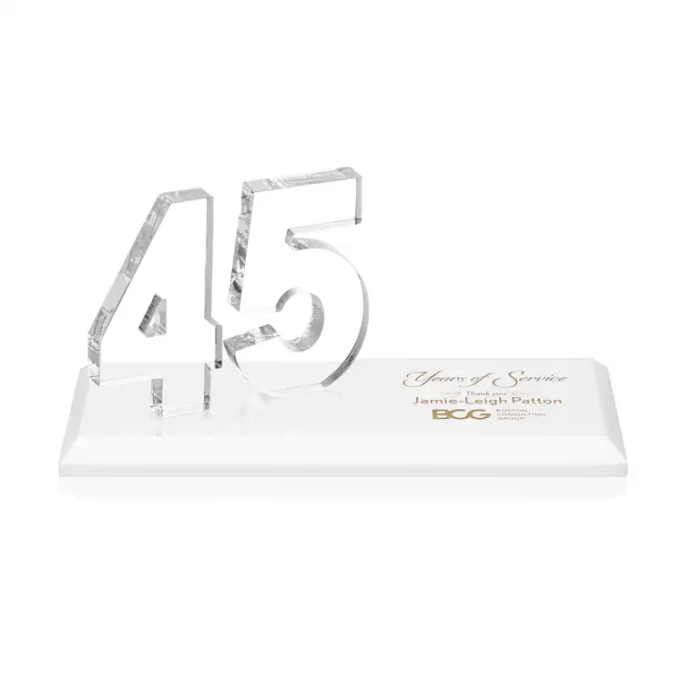 Trophée Northam anniversaire en cristal Starfire - Gravure et couleur #60