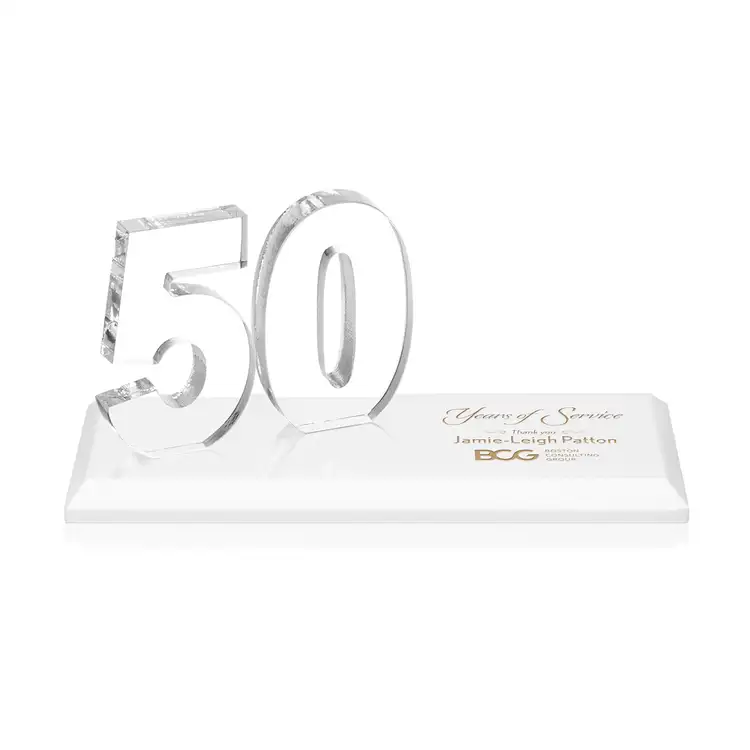 Trophée Northam anniversaire en cristal Starfire - Gravure et couleur #61