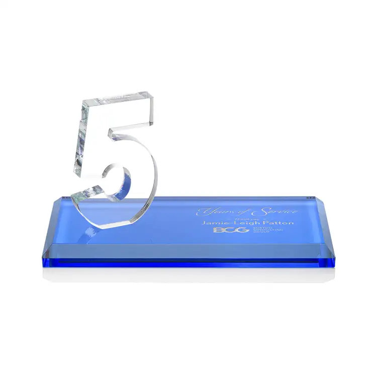 Trophée Northam anniversaire en cristal Starfire - Gravure et couleur #62