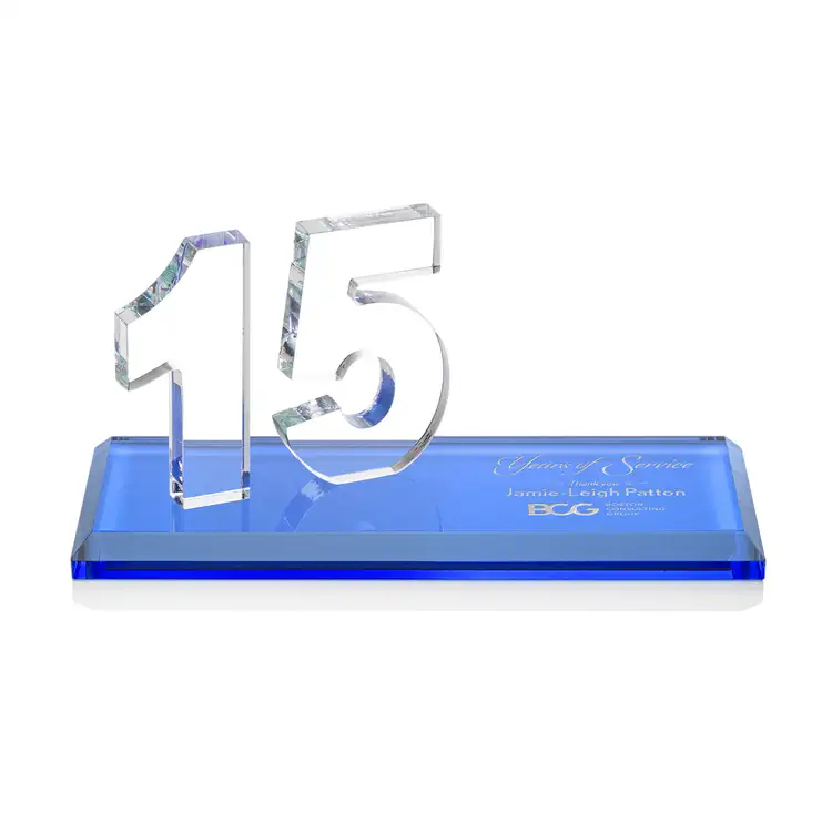 Trophée Northam anniversaire en cristal Starfire - Gravure et couleur #64