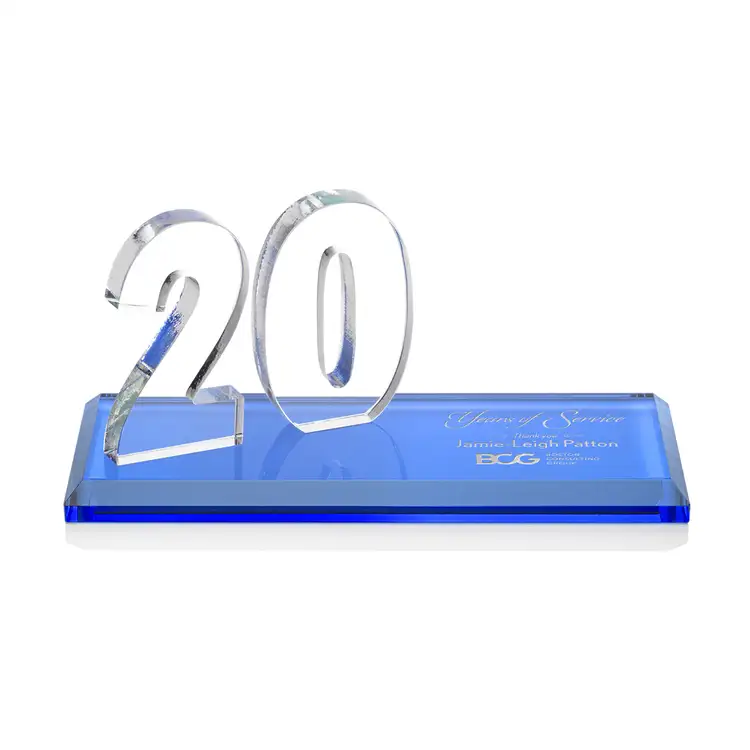 Trophée Northam anniversaire en cristal Starfire - Gravure et couleur #65