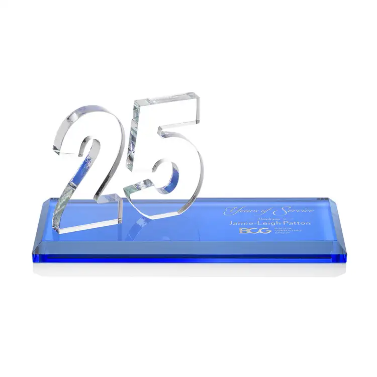 Trophée Northam anniversaire en cristal Starfire - Gravure et couleur #66