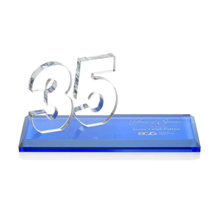 Trophée Northam anniversaire en cristal Starfire - Gravure et couleur #68