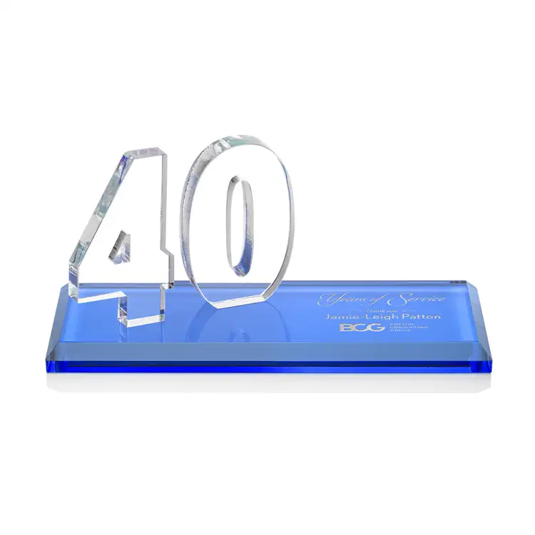 Trophée Northam anniversaire en cristal Starfire - Gravure et couleur #69