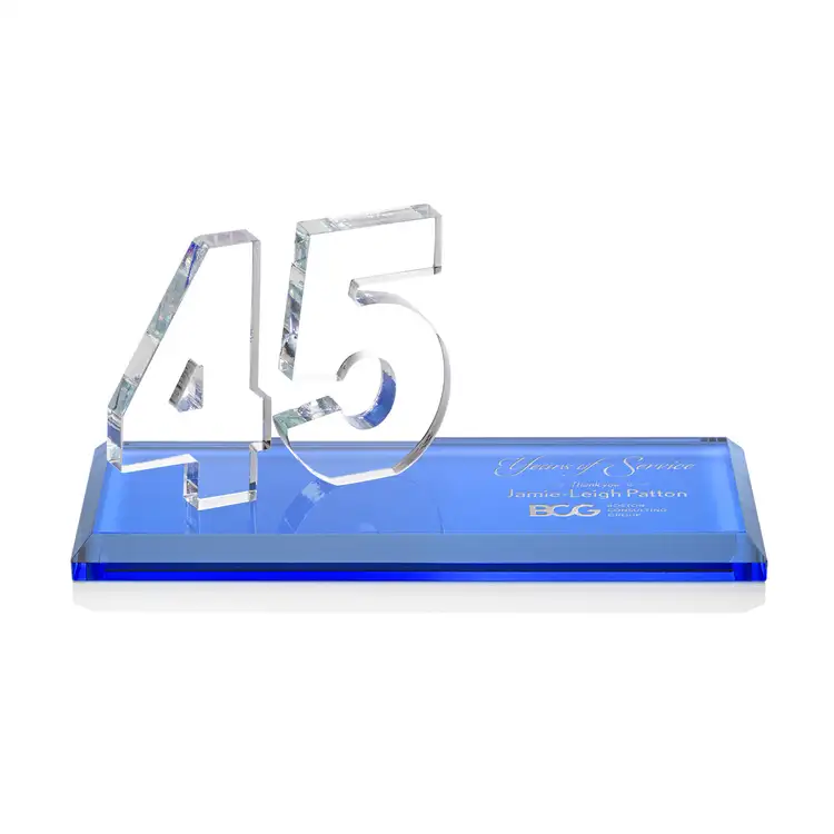 Trophée Northam anniversaire en cristal Starfire - Gravure et couleur #70
