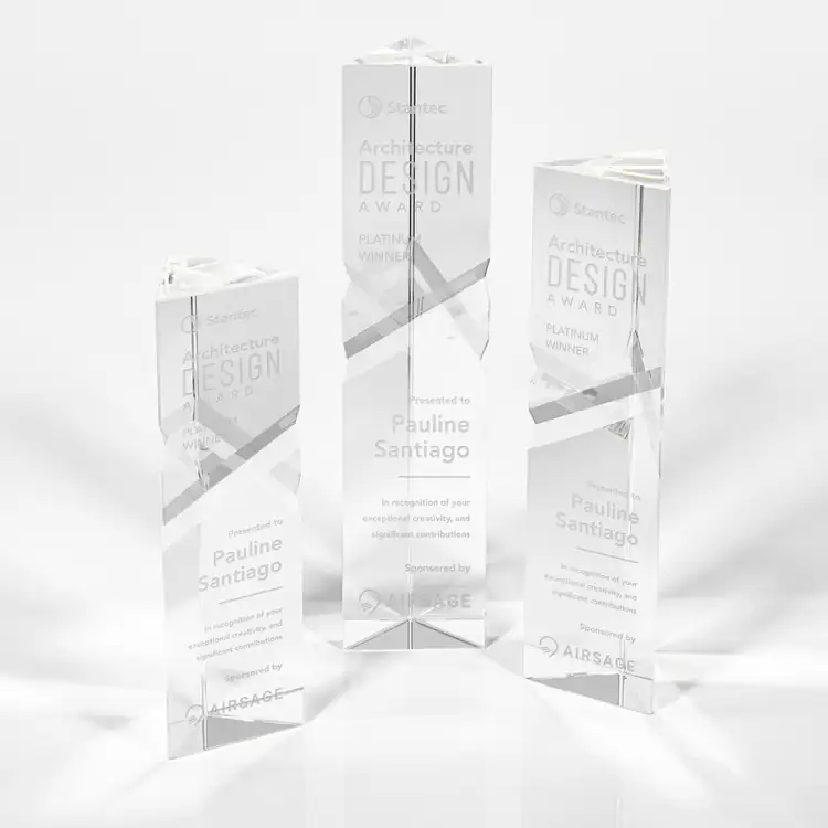Oakham Optical Crystal Award - Triangle - Deep Etch