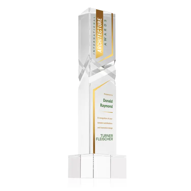 Oakham Optical Crystal Award - Triangle on Hancock Base - Multicolor #2