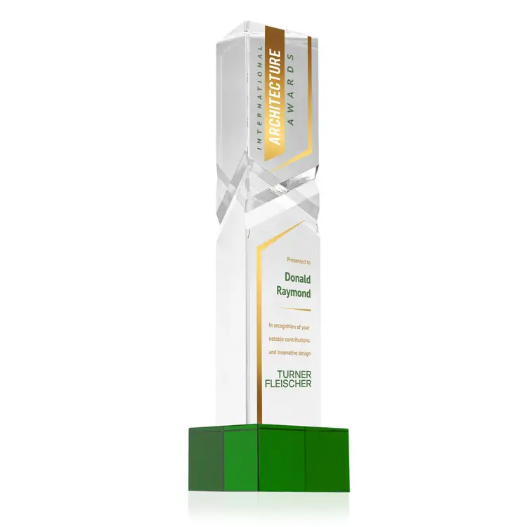 Oakham Optical Crystal Award - Triangle on Hancock Base - Multicolor #3