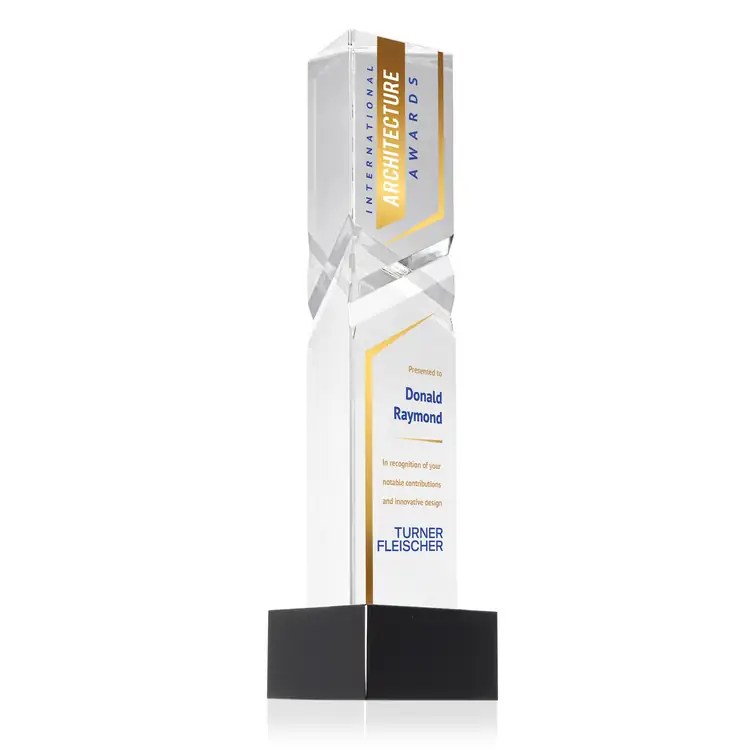 Oakham Optical Crystal Award - Triangle on Hancock Base - Multicolor #4
