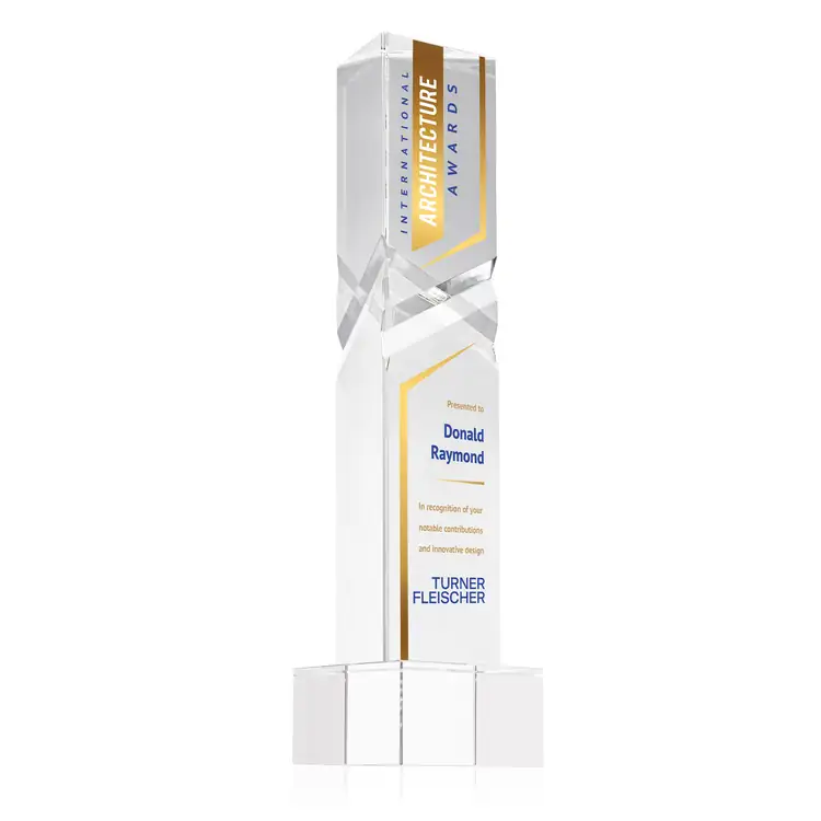 Oakham Optical Crystal Award - Triangle on Hancock Base - Multicolor #5