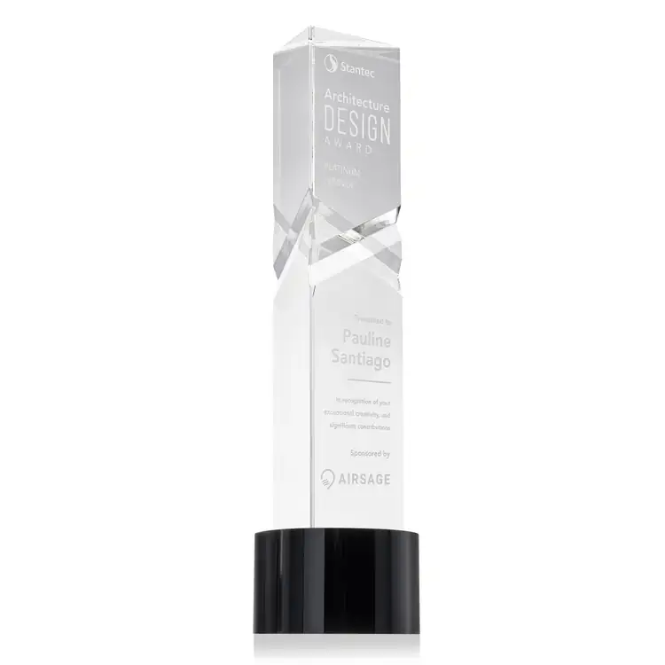 Oakham Optical Crystal Award - Triangle on Marvel Base - Deep Etch #4