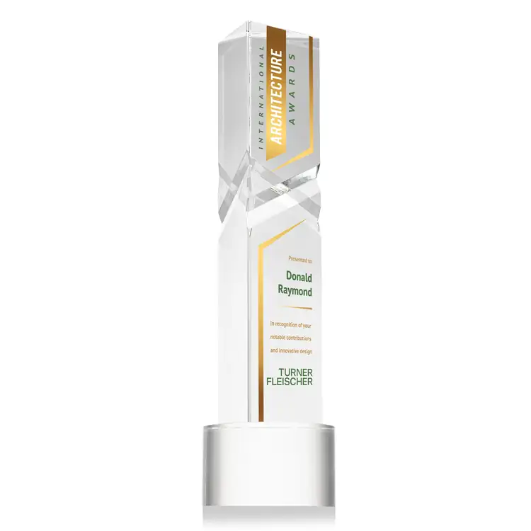Oakham Optical Crystal Award - Triangle on Marvel Base - Multicolor #2
