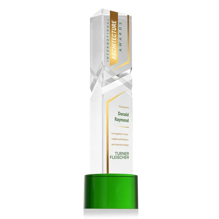 Oakham Optical Crystal Award - Triangle on Marvel Base - Multicolor #3
