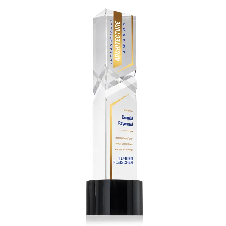 Oakham Optical Crystal Award - Triangle on Marvel Base - Multicolor #4