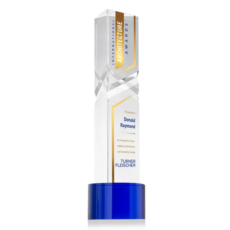 Oakham Optical Crystal Award - Triangle on Marvel Base - Multicolor #5