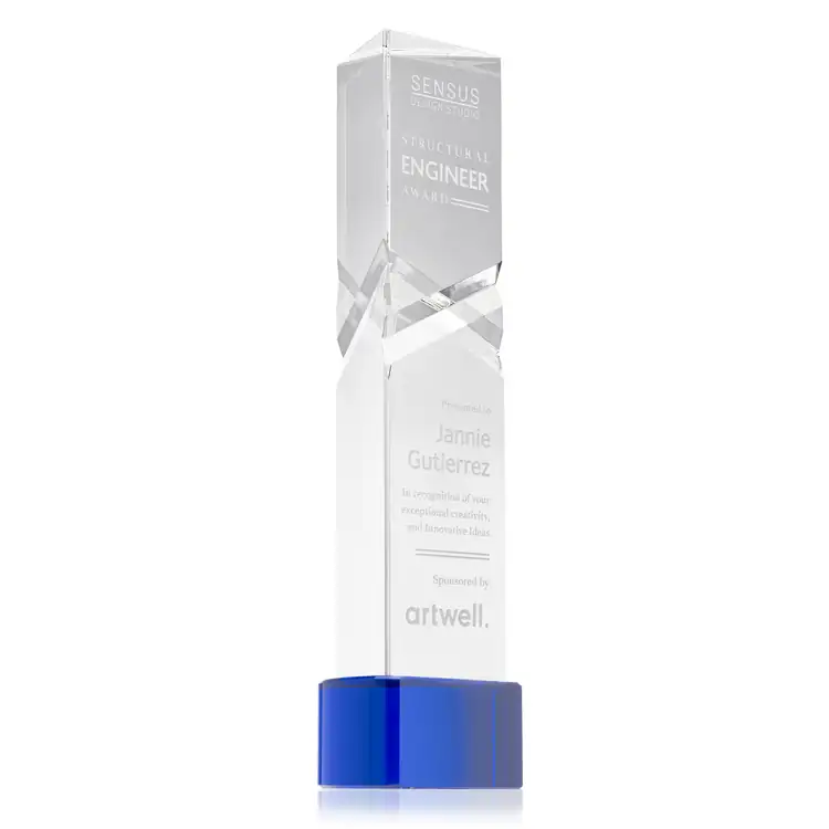 Oakham Optical Crystal Award - Triangle on Paragon Base - Deep Etch #5