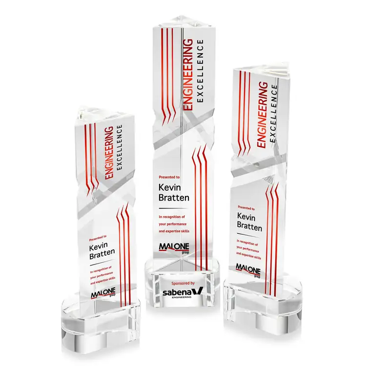 Oakham Optical Crystal Award - Triangle on Paragon Base - Multicolor