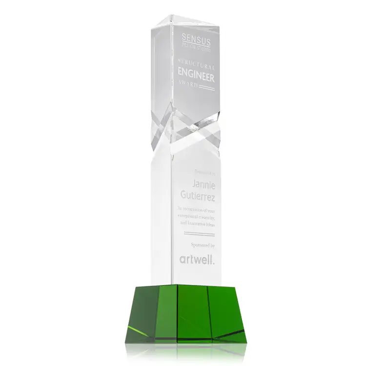 Oakham Optical Crystal Award - Triangle on Robson Base - Deep Etch #3