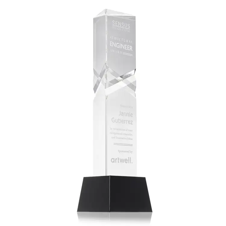Oakham Optical Crystal Award - Triangle on Robson Base - Deep Etch #4