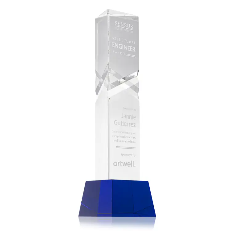 Oakham Optical Crystal Award - Triangle on Robson Base - Deep Etch #5