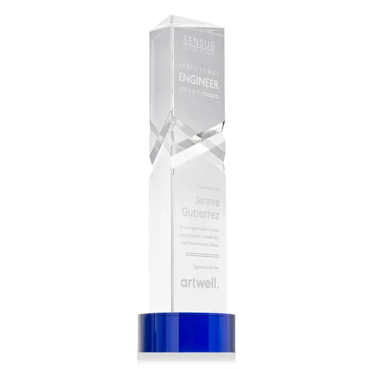 Oakham Optical Crystal Award - Triangle on Stanrich Base - Deep Etch #2