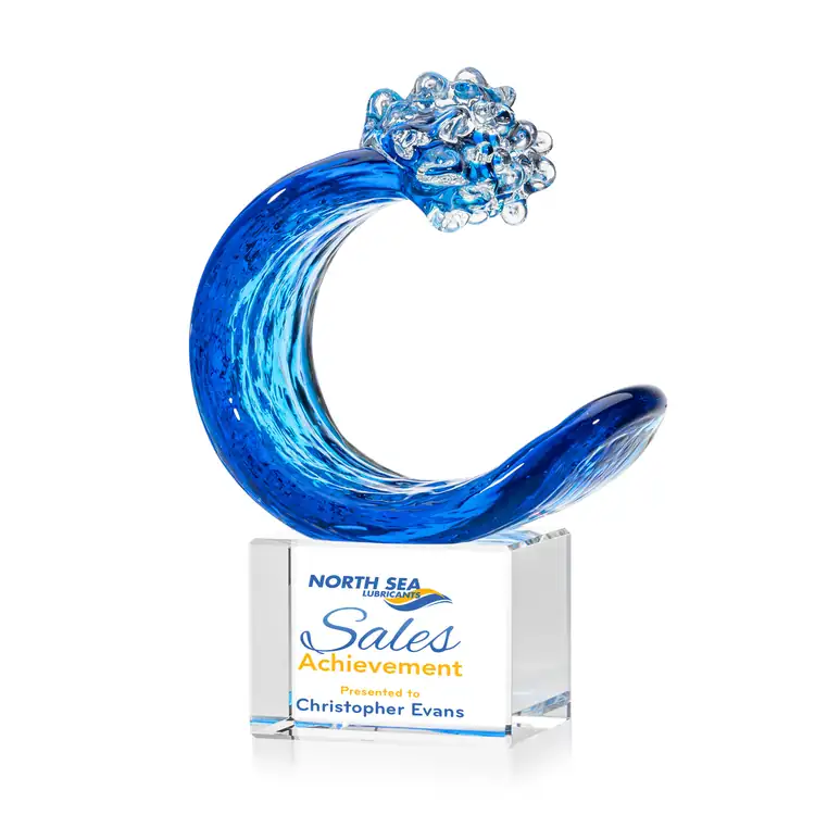 Oceana Art Glass Award on Clear Lexington Base - Multicolor #3