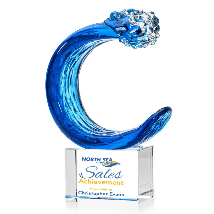 Oceana Art Glass Award on Clear Lexington Base - Multicolor #4