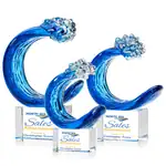 Trophée Oceana en verre d’art sur socle Lexington transparent - Multicolore