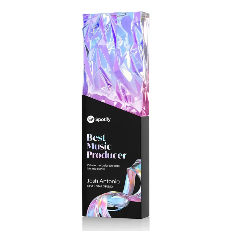Ophelia Optical Crystal Award with Black Base - Multicolor #4