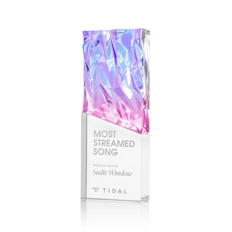 Ophelia Optical Crystal Award with Clear Base - Deep Etch #2