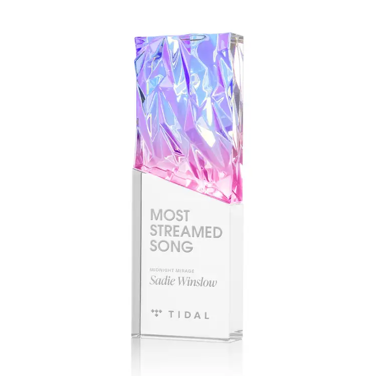 Ophelia Optical Crystal Award with Clear Base - Deep Etch #3