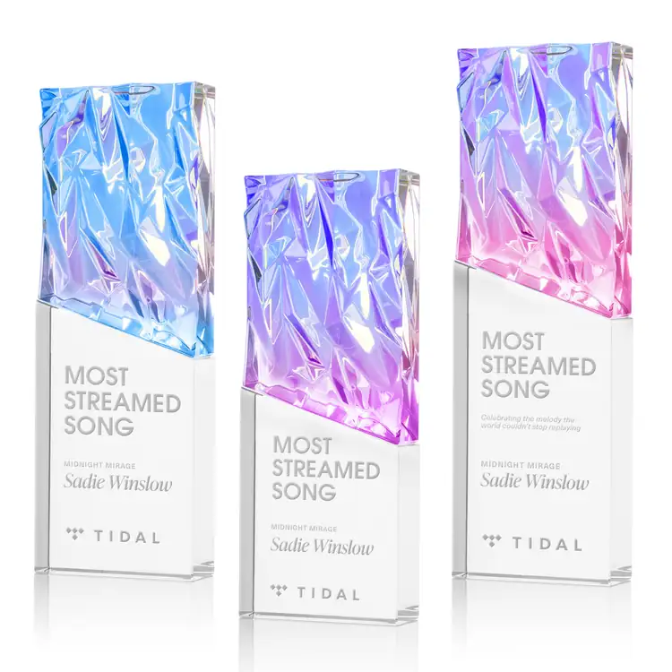 Ophelia Optical Crystal Award with Clear Base - Deep Etch