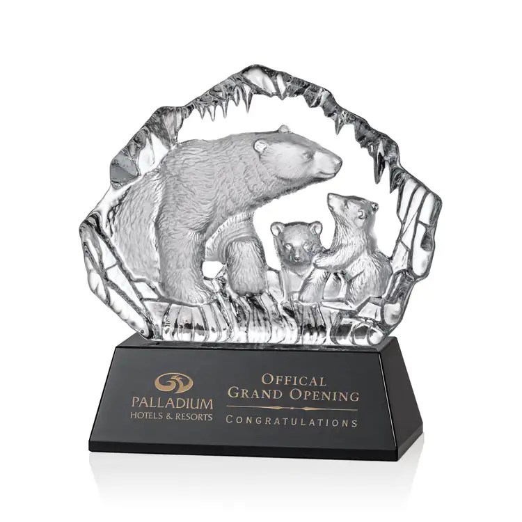 Ottavia Polar Bears Award - Optical Crystal - Engraved and Colorfill #3