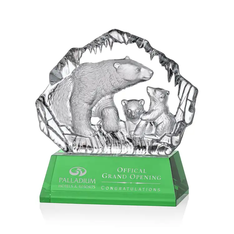 Ottavia Polar Bears Award - Optical Crystal - Engraved and Colorfill #5