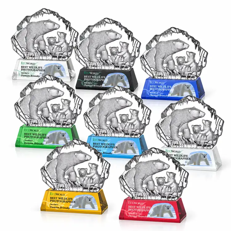 Ottavia Polar Bears Award - Optical Crystal - Multicolor