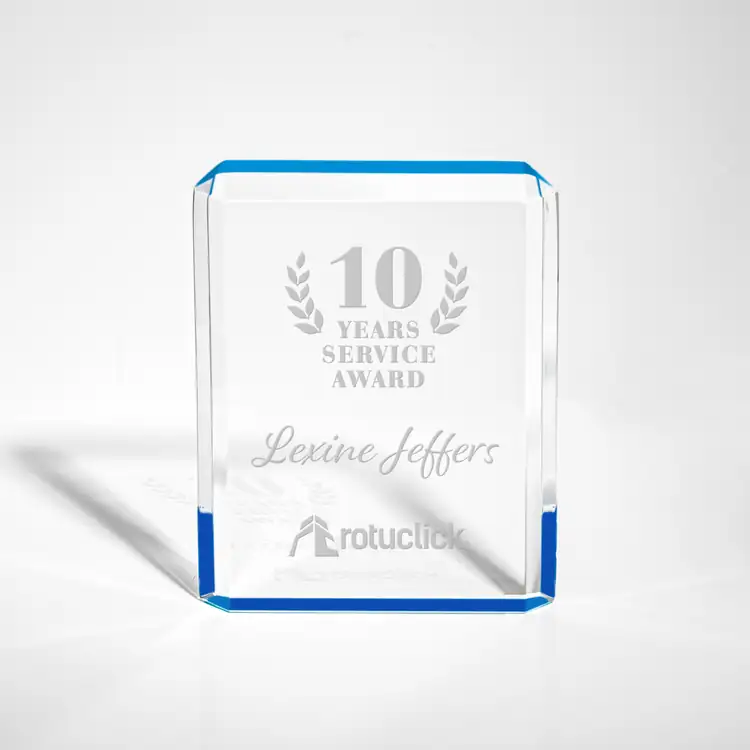 Paragon Acrylic Award with Blue Reflections - Laser Engraved #2