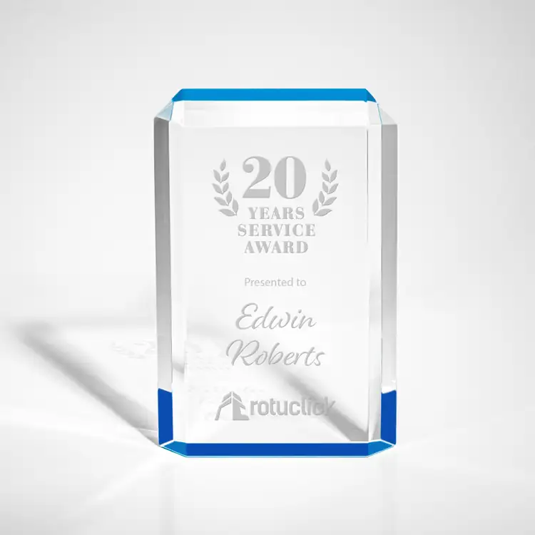Paragon Acrylic Award with Blue Reflections - Laser Engraved #3