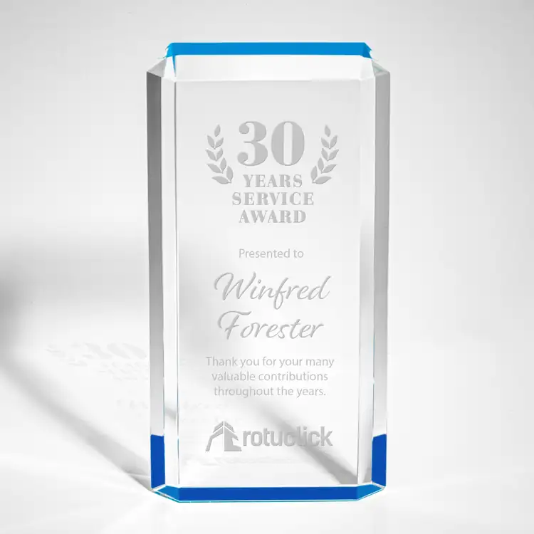 Paragon Acrylic Award with Blue Reflections - Laser Engraved #4