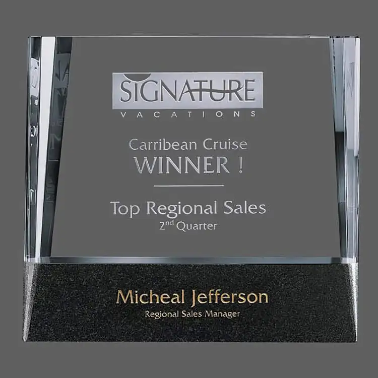 Paramount Optical Crystal Award on Black Granite Base #2