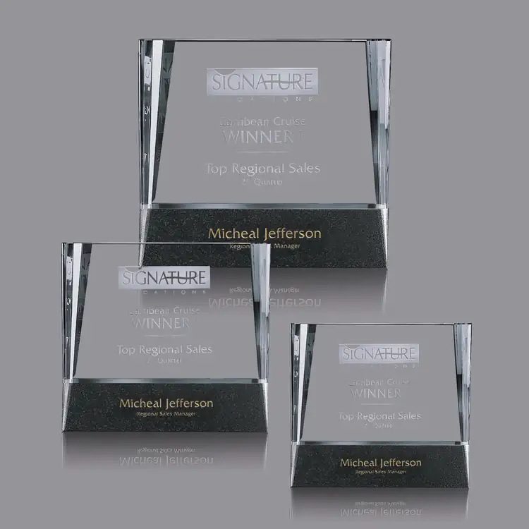Paramount Optical Crystal Award on Black Granite Base
