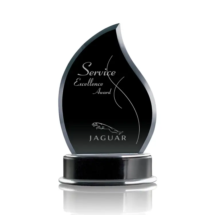 Parkhill Flame Black Starfire Crystal Award - Deep Etch