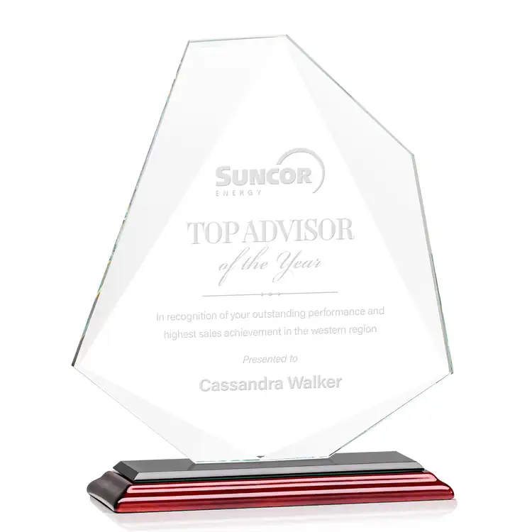 Picton Starfire Crystal Award on Rosewood Finish Base - Deep Etch #2