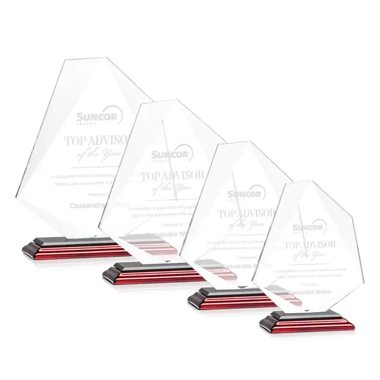 Picton Starfire Crystal Award on Rosewood Finish Base - Deep Etch