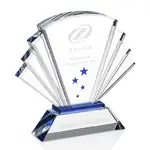 Trophée Pilkington en cristal optique bleu