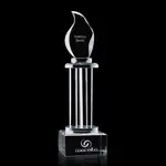 Trophée Pinto en cristal optique à flamme sur trois piliers