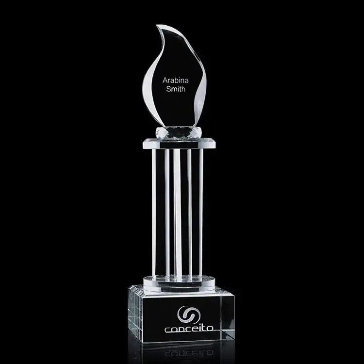 Pinto Optical Crystal Flame Award on Three Pillars