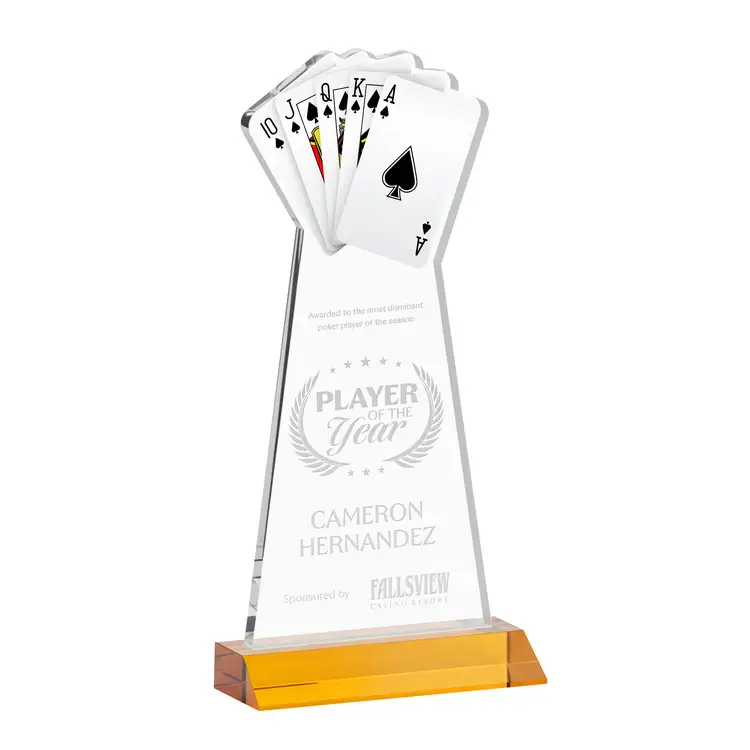 Poker Award - Starfire Crystal - Engraved #3