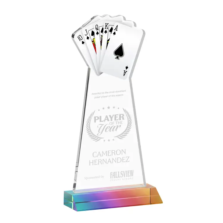 Poker Award - Starfire Crystal - Engraved #7