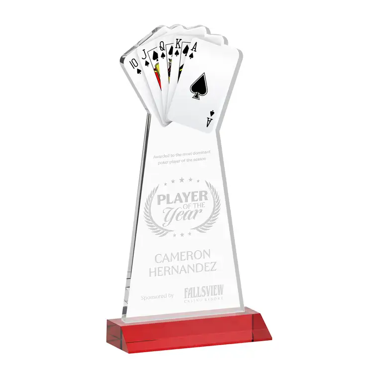 Poker Award - Starfire Crystal - Engraved #8