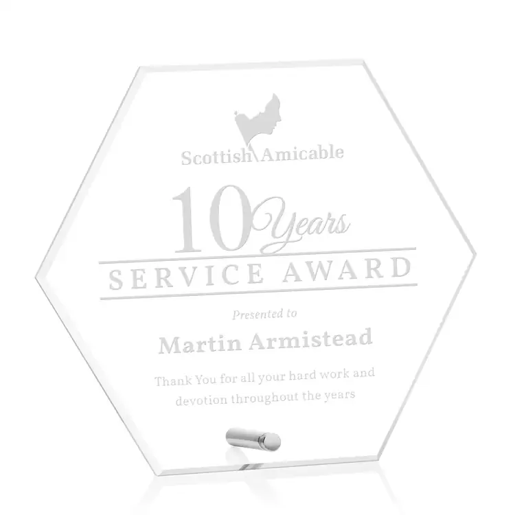 Polaris Acrylic Award - Hexagon - Laser Engraving #3